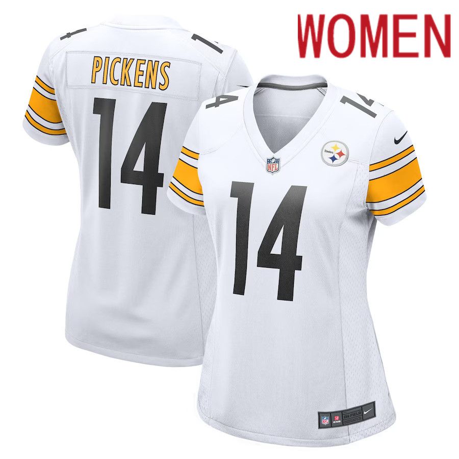 Women Pittsburgh Steelers 14 George Pickens Nike White Game Player NFL Jersey